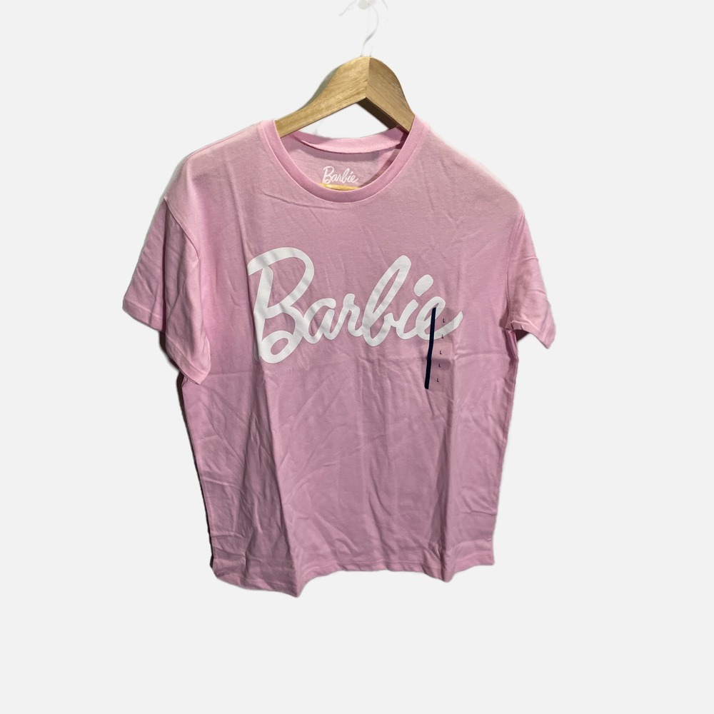 Barbie Womens‎ Pink Graphic T-Shirt Short Sleeve Crewneck Logo Tee Large NEW